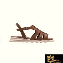 Zaim Kundura Kadın Taba Hakiki Deri Sandalet 505329012-1