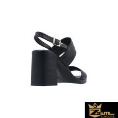 Zaim Kundura Kadın Siyah Hakiki Deri Sandalet 505320405-1