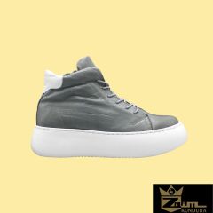 Zaim Kundura Kadın Gri Hakiki Deri Bot 505081747-1